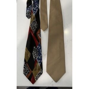 Lot of 2 100% Silk Ties 1-Faconnable  1-unbranded Solid/multicolored